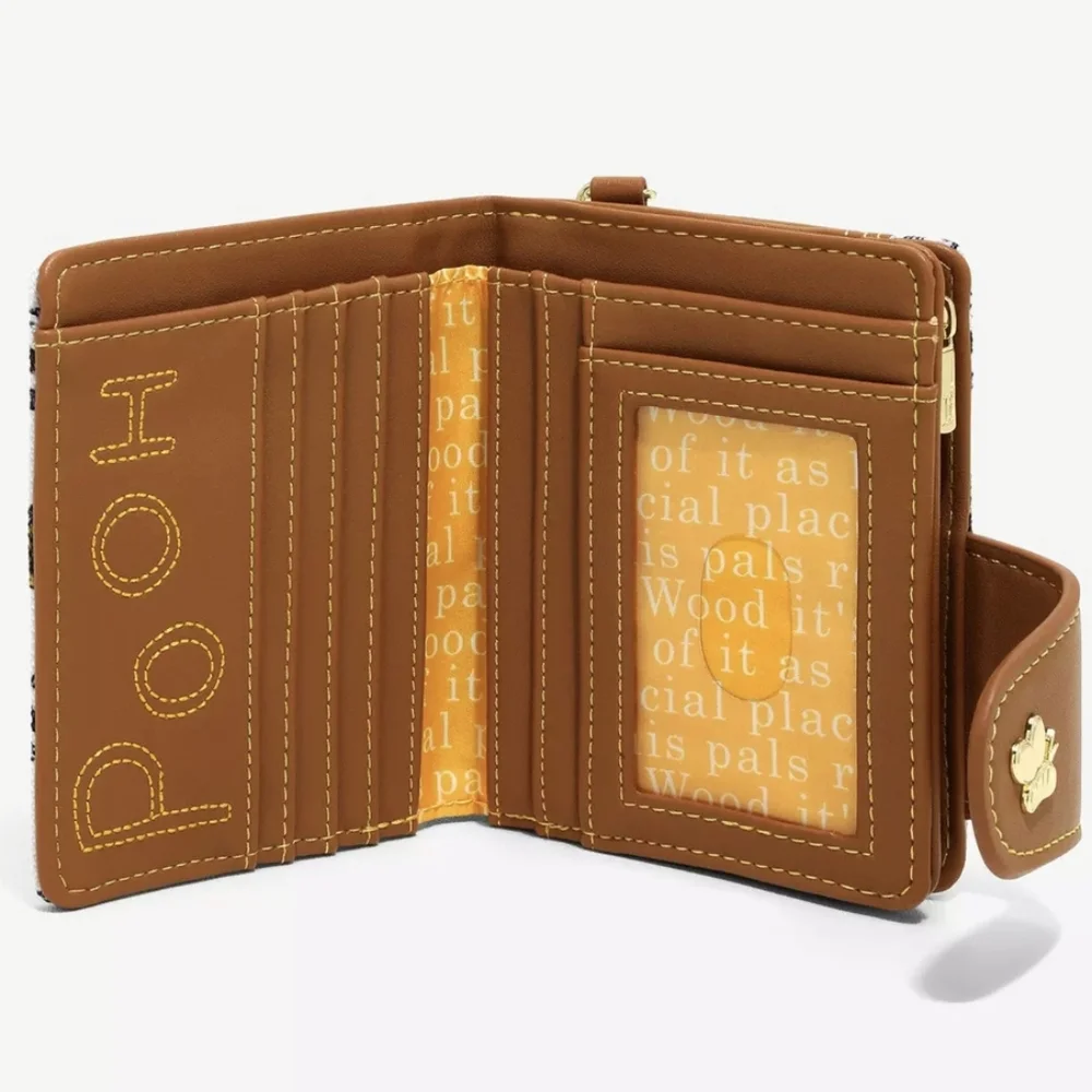 Loungefly Disney Winnie The Pooh Art Canvas Flap Wallet Wristlet Card Holder EUC - Picture 3 of 9